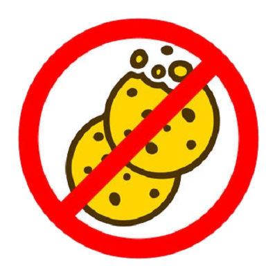 No Cookies image, with a red strikethrough of a cookie.